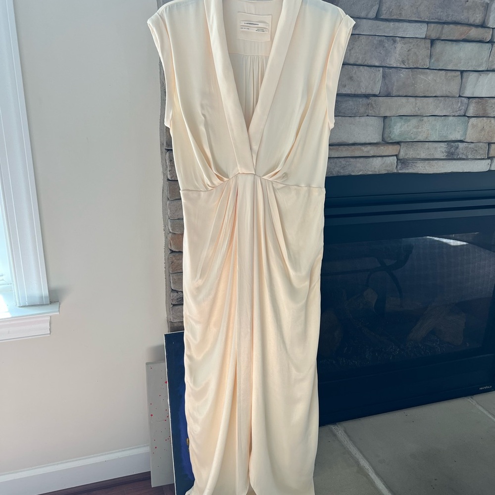 Cream Sleeveless Plunge Maxi Gown